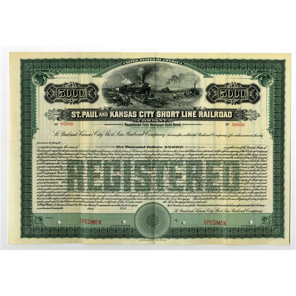 IA., MN., MO. St. Paul and Kansas City Short Line Railroad Co., ca.1900-1910 Specimen Bond