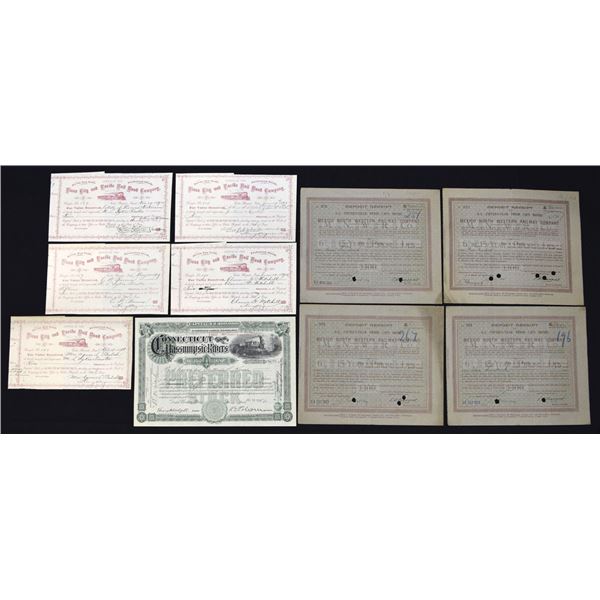 Railroad Stock and Bond Assortment, ca.1883-1929