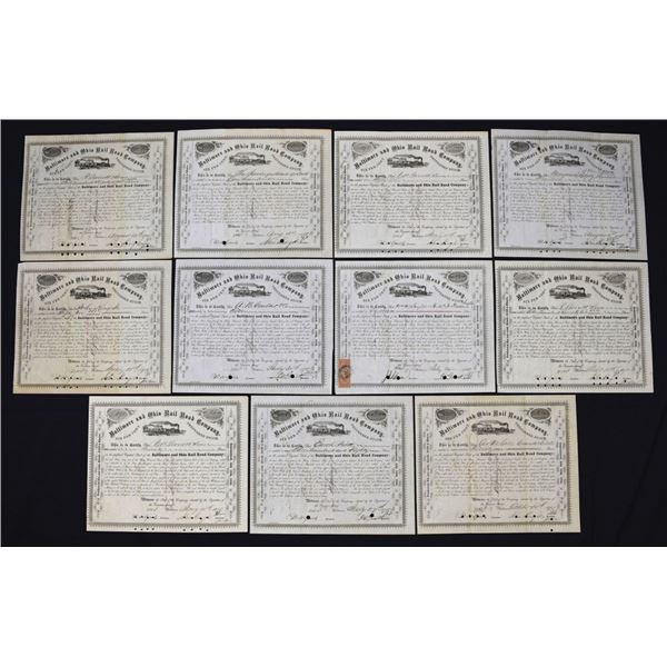 MD. Baltimore and Ohio Rail Road Co., 1874-76, Group of I/C Stock Certificates