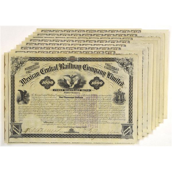 Mexico. Mexican Central Railway Co. Ltd., 1881, I/U Gold Coupon Bond Group.