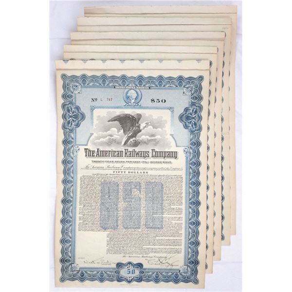 NJ. American Railways Co., 1920, I/U 7% Income Bond Quintet