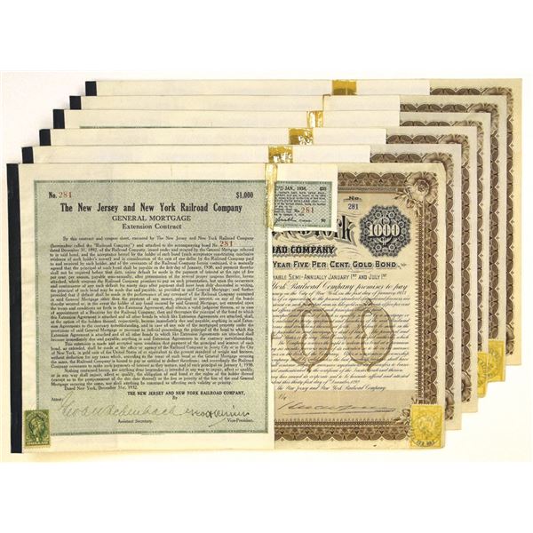 NJ. New Jersey and New York Railroad Co., 1892, I/U Bond Assortment.