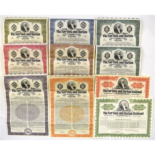 NY. New York and Harlem Railroad Co., 1943, Specimen Registered & Coupon Gold Bond Collection