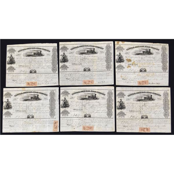 OH. Central Ohio Rail Road Co., 1854, I/C Stock Certificate group
