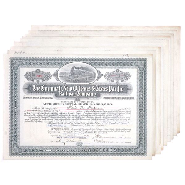 OH. Cincinnati, New Orleans & Texas Pacific Railway Co., 1916 to 1919, I/C Stock Certificate Group