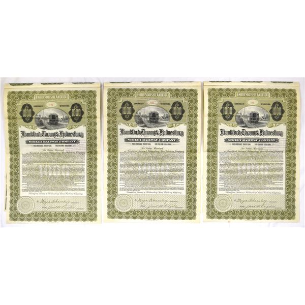 PA. Frankford, Tacony & Holmesburg Street Railway Co., 1910, Issued Bond Trio.