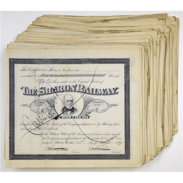 PA. Sharon Railway, 1892 to 1899, I/C Stock Assortment.