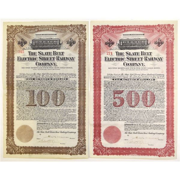 PA. Slate Belt Electric Street Railway Co., 1912, I/U Bond Pair.