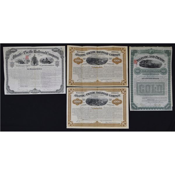 Atlantic and Pacific Railroad Certificates, 1880 and 1887 I/U Gold and Income Coupon Bond Quartet.