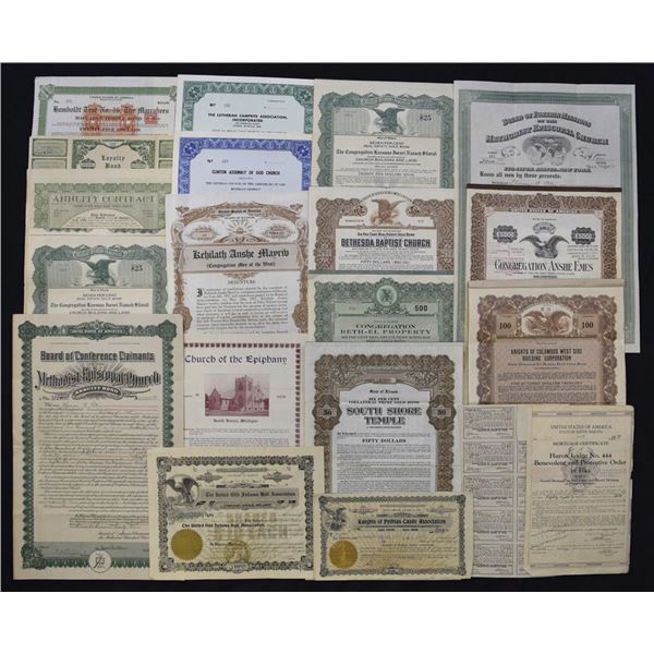 Religious Institutions Issued Stocks and Bonds, ca.1900 to 1930s.