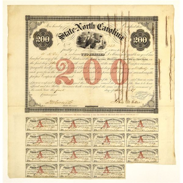 NC. State of North Carolina, 1859, Issued Bond.