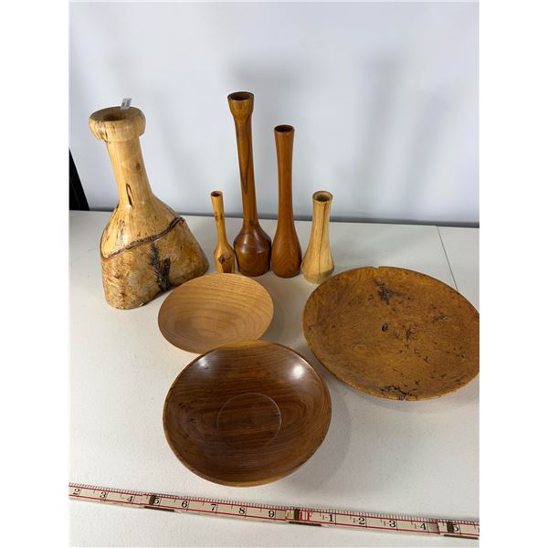 Hand-Turned Wooden Vases and Bowls Group