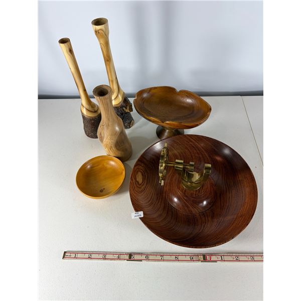Turned Wooden Serving Bowl with nut cracker