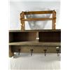 Image 6 : Wood Wall Shelf and Rustic Storage Bin with Hooks