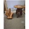 Image 1 : Carved Wooden Side Table and Wooden Magazine Rack