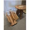 Image 5 : Carved Wooden Side Table and Wooden Magazine Rack