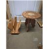 Image 6 : Carved Wooden Side Table and Wooden Magazine Rack