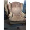 Image 1 : Upholstered Wingback Armchair with Patterned Fabric