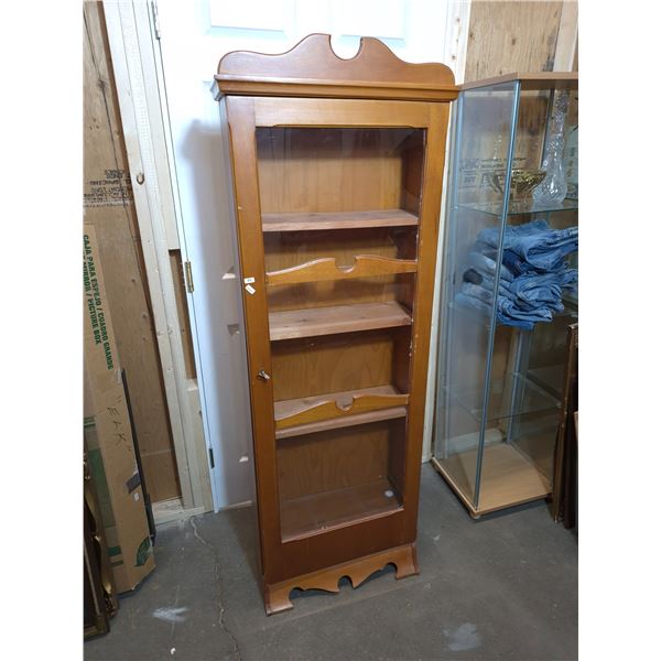 Tall Wooden Display Cabinet with Glass Door