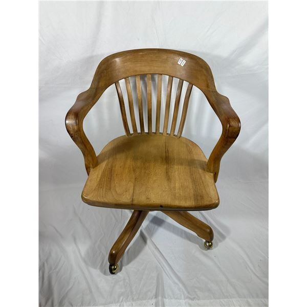 Wooden Bankers Chair on Casters