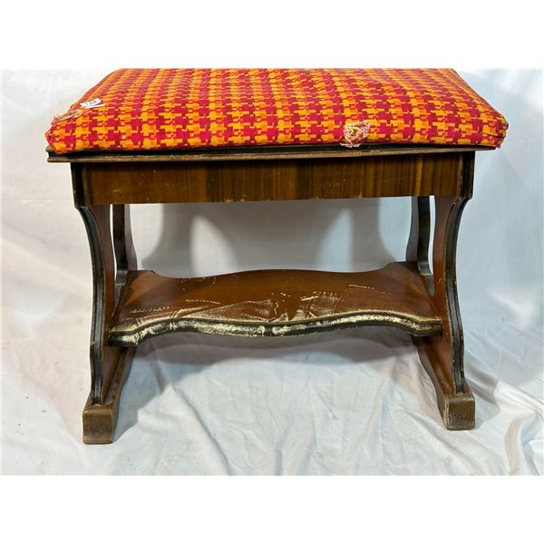 Upholstered Footstool with Wooden Base