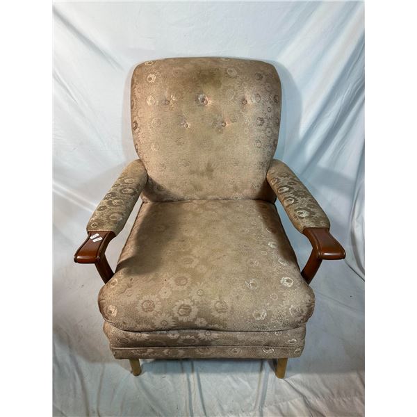 Upholstered Armchair with Wooden Arms