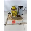 Image 1 : Mixed Vintage Kitchen and Household Items Including Tin and Enamelware