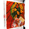 Image 1 : Vintage Hand-Hooked Wool Rug with Yarn Kit
