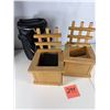 Image 1 : Wooden Storage Boxes with Lattice Backs and Camera Bag
