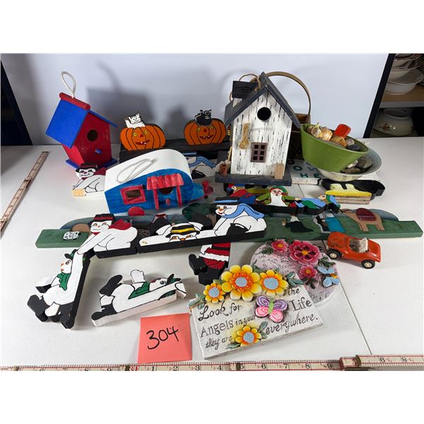 Group of Hand-Painted Seasonal Folk Art Decorations