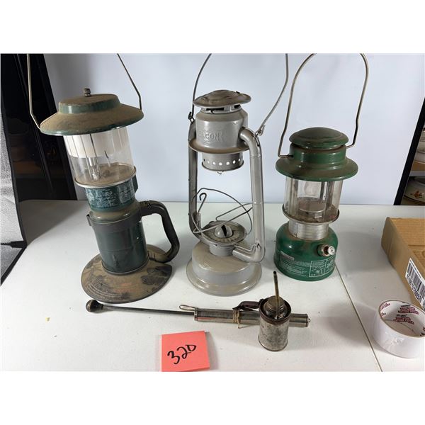 Group of Vintage Camping Lanterns and Accessories