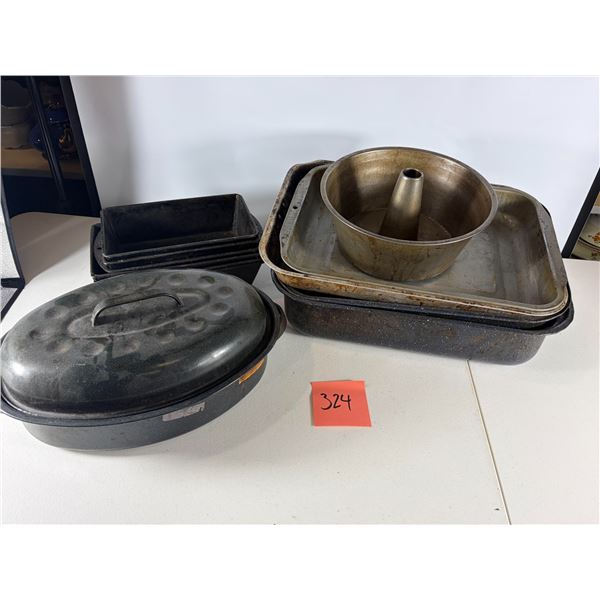 Group of Metal Bakeware and Cooking Pans