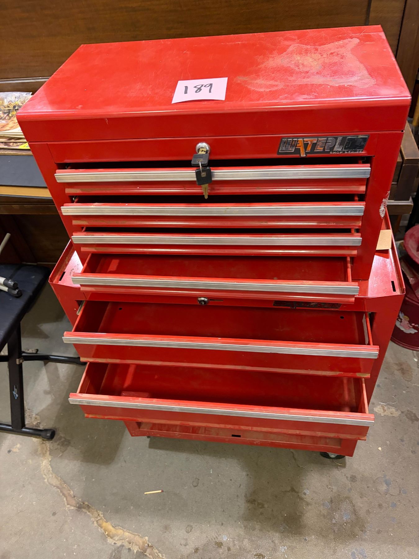 Waterloo Red Rolling Tool Chest & Top Box Combination