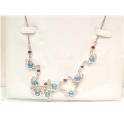 20Ctw AAA Blue Topaz & Burmese Ruby Drop In Design