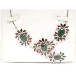 60Ctw AAA Jade & Garnet Drop In Designer Necklace
