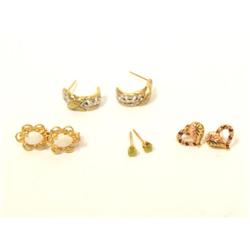 AAA Australian Opal, Peridot, Ruby & Gold Earrings
