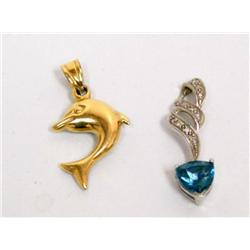 AAA London Blue Topaz & Dolphin Pendant