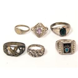 Lot of 6 Sterling Silver Rings