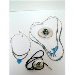Turquoise Bolo Tie, Onyx Buckle Turquoise necklace