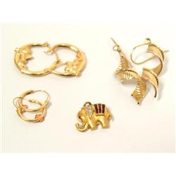 18Kt Ruby Pendant, Gold Earrings Hoops