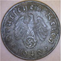 1940-D Third Reich 10 Reichspfennig with Swastika