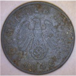 1940-F Third Reich 10 Reichspfennig with Swastika