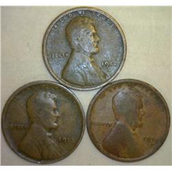 1912, 1913 & 1914 Lincoln Cents