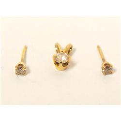 Diamond Solitaire pendant & Diamonds Earrings