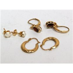 AAA Garnet, Australian Opal & Gold Earrings Hoops