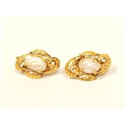 White Pearl Hand Engrave Ladies Earrings