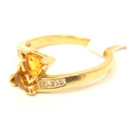 AAA Yellow Citrine Trillion & Diamonds Ladies Ring