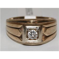 14K Gold Men's Ring W/.25ct Diamond 5.9gr