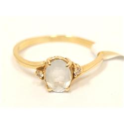 AAA Blue Topaz Oval Cut & Diamonds Ladies Ring