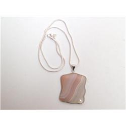 Sterling Necklace & Lace Agate Pendant - 26.6 gram